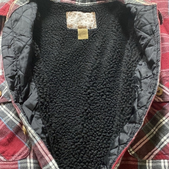 Wrangler Fleece Flannel Sherpa Shacket Mens Jacket Red Plaid cabin Core 2XLT - Picture 3 of 13